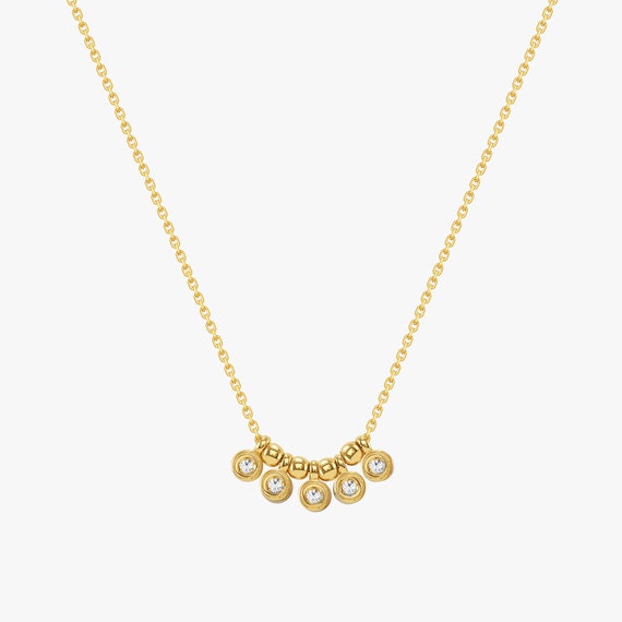 14k yellow gold bezel diamond necklace, bezel diamond necklace, yellow gold necklace, layering necklace