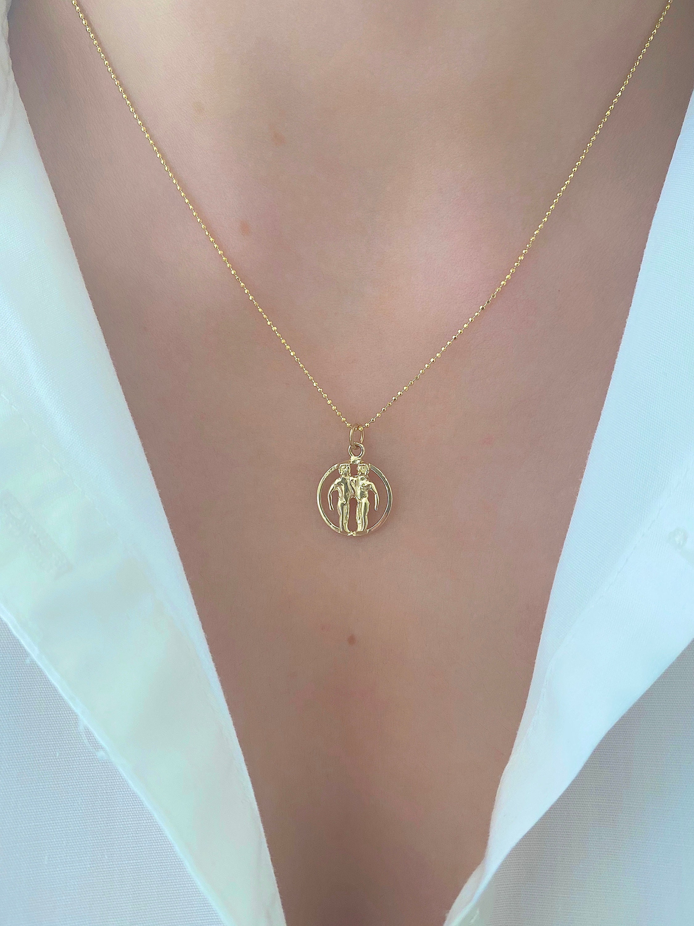 Gemini zodiac necklace gold Clearance
