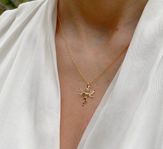 White gold deals guardian angel necklace