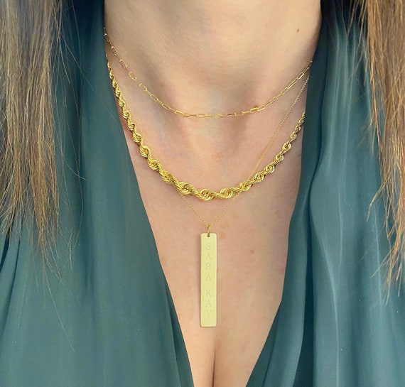 Solid gold vertical bar best sale necklace