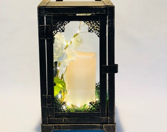 Medium Lantern with Candle/ candle holder/ unique gift/ wedding lantern/ unique gift/ black vintage lantern with candle/ shipping included