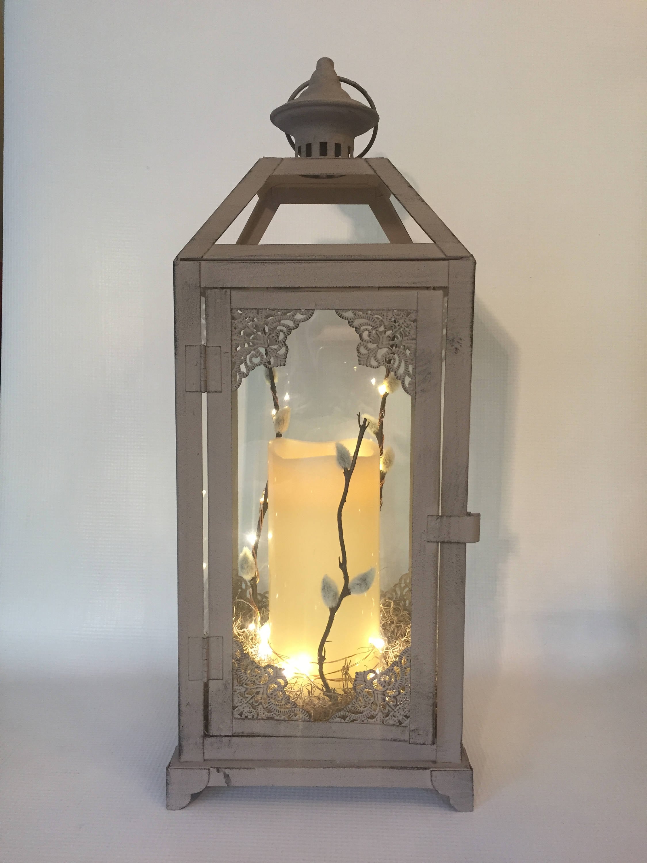 Large Vintage Grey Lantern With Candle/ Candle Holder/ Gray Etsy Canada