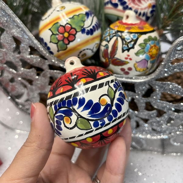 Handmade Mexican Talavera, Small Tree Ornament