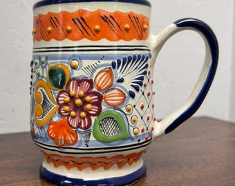 Hand painted Beer Mug Talavera Puebla