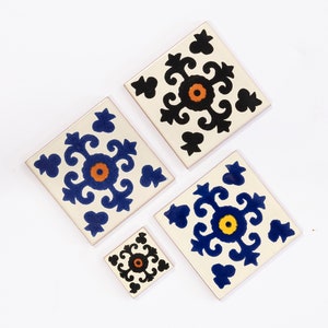 Handmade Mexican Talavera tiles 4&quot; x 4&quot; Valencio