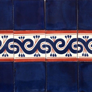 Swirl Border Handmade Mexican Talavera tiles 4" x 4"