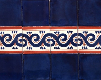 Swirl Border Handmade Mexican Talavera tiles 4" x 4"