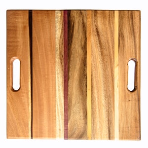 Exotic wood cutting board or charcuterie board 16&quot; x 17&quot; x 1&quot; (2 handles)