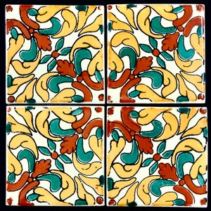 Handmade Mexican Talavera tiles 4&quot; x 4&quot; Traditional