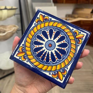 4x4 Handmade Mexican Talavera tiles - Barcelona