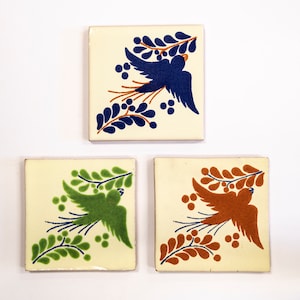 Handmade Mexican Talavera tiles 4&quot; x 4&quot; Birds