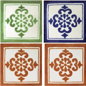 Handmade Mexican Talavera tiles 4" x 4" Anita