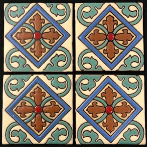 Master Artisan Mexican Talavera tiles 4" x 4" Traditional