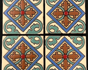 Master Artisan Mexican Talavera tiles 4" x 4" Traditional