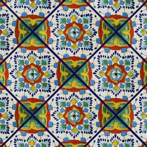 4&quot; x 4&quot; Handmade Mexican Talavera tiles - Multicolored