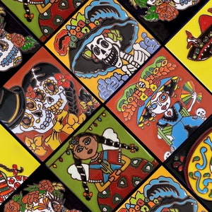 Handmade Mexican Talavera tiles Day of the Dead - 6x6 MR