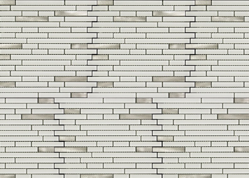 White Glass and Stainless Mesh Mosaic image 2