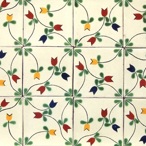 Swirl Border Handmade Mexican Talavera tiles 4" x 4"