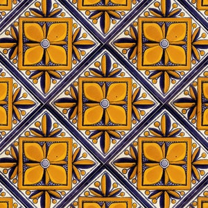 Handmade Mexican Talavera tiles 4&quot; x 4&quot; Gold