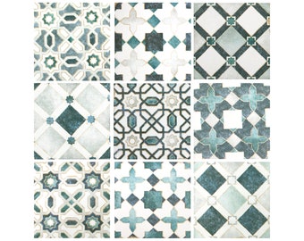 Blue 4x4 Handmade Ceramic Tiles Moroccan Blue Mix
