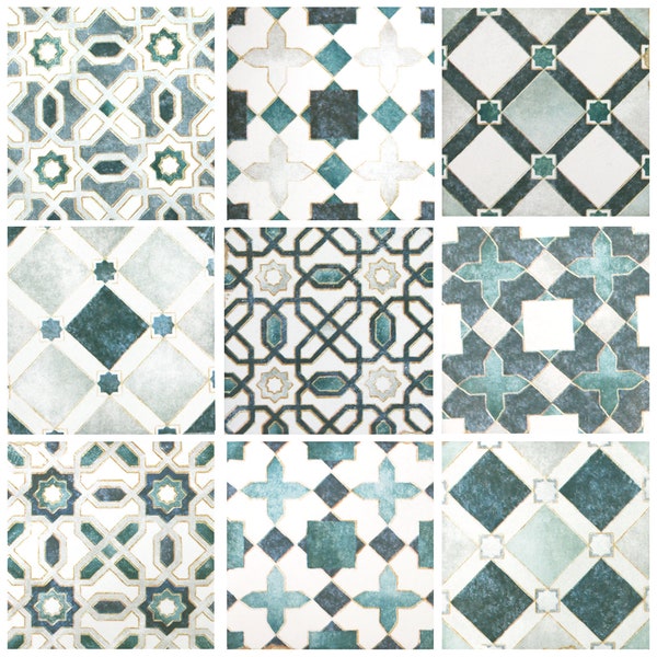 Blue 4x4 Handmade Ceramic Tiles Moroccan Blue Mix