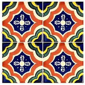 Handmade Mexican Talavera tiles 4" x 4" Traditional