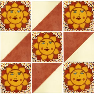 Handmade Mexican Talavera tiles 4&quot; x 4&quot; Sun