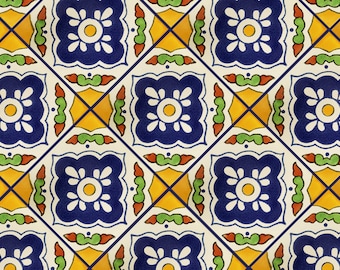 Handmade Mexican Talavera tiles 4" x 4" Guada