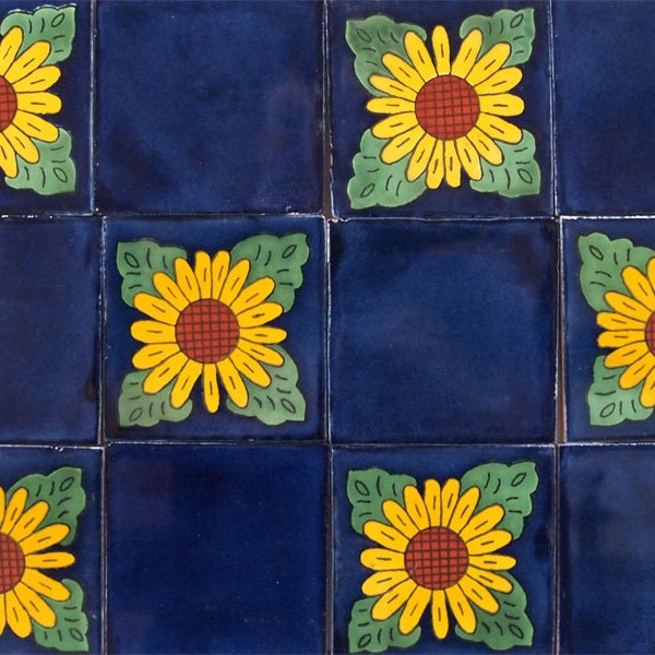 Sunflower Handmade Mexican Talavera tiles 4" x 4"