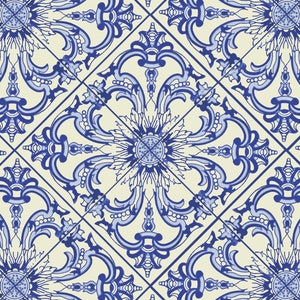 Handmade Mexican Talavera tiles 4" x 4" Traditional - Blue and White - 4 Tile Pattern MR