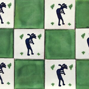Kokopelli Handmade Mexican Talavera tiles 4" x 4"