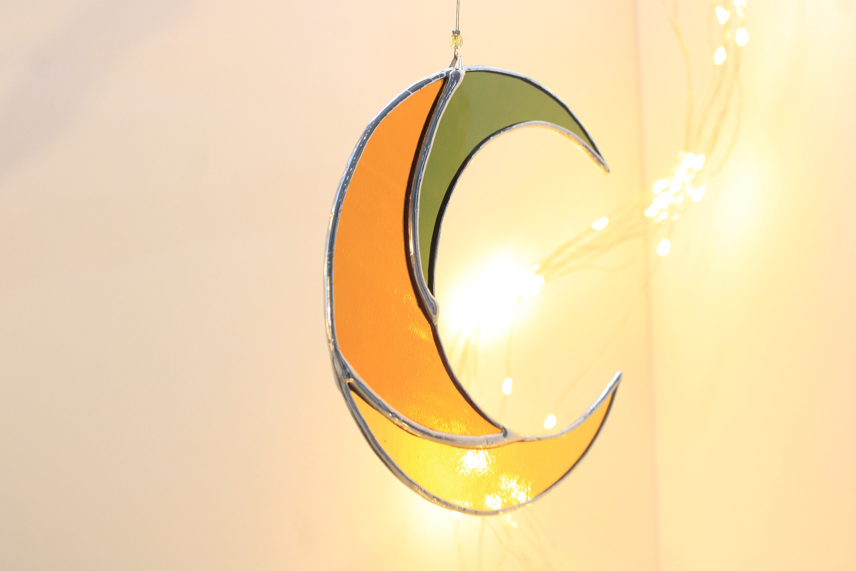 Vitrail Lune Verte et Orange