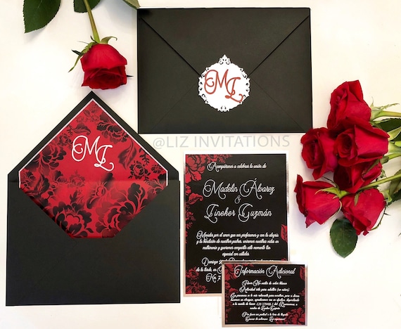 red wedding invitation