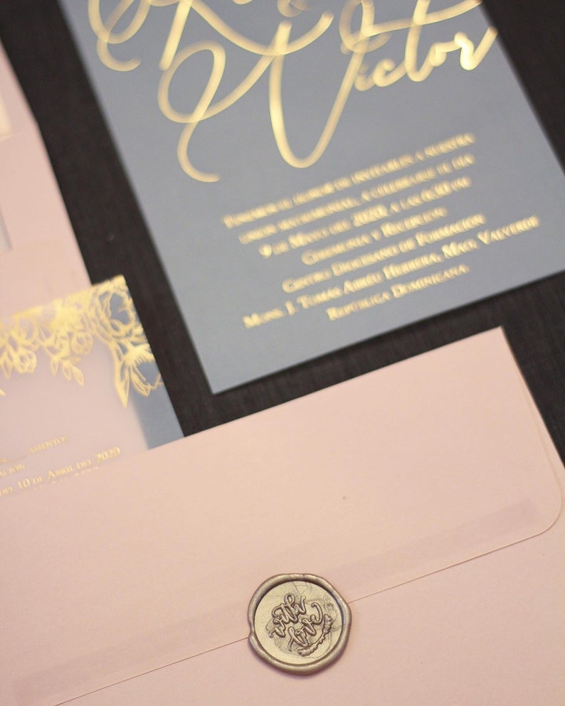 Rose Gold Foil Over Vellum Wedding Invitations 50 Cts Etsy