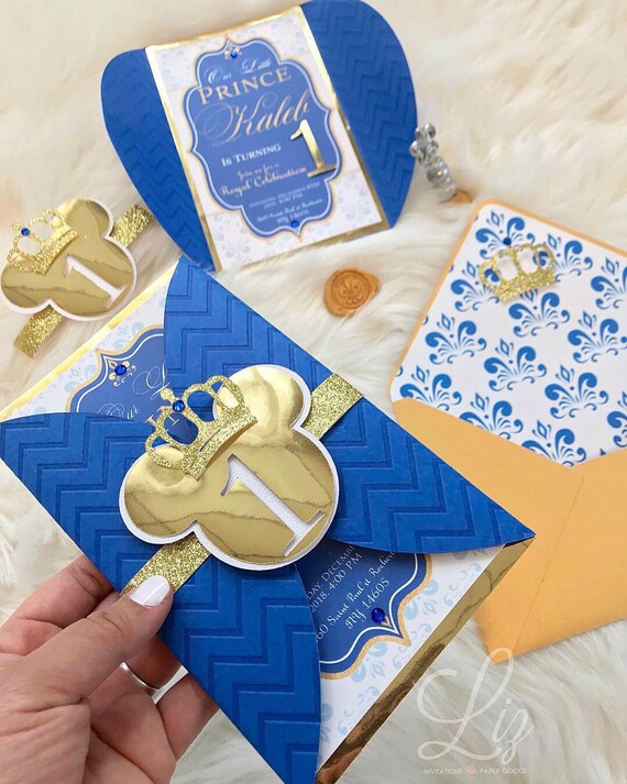 12 Invitaciones A La Fiesta De Cumpleanos Del Principe Real Etsy