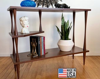 Mid Century Modern Custom Built Suspension Console Table Shelf