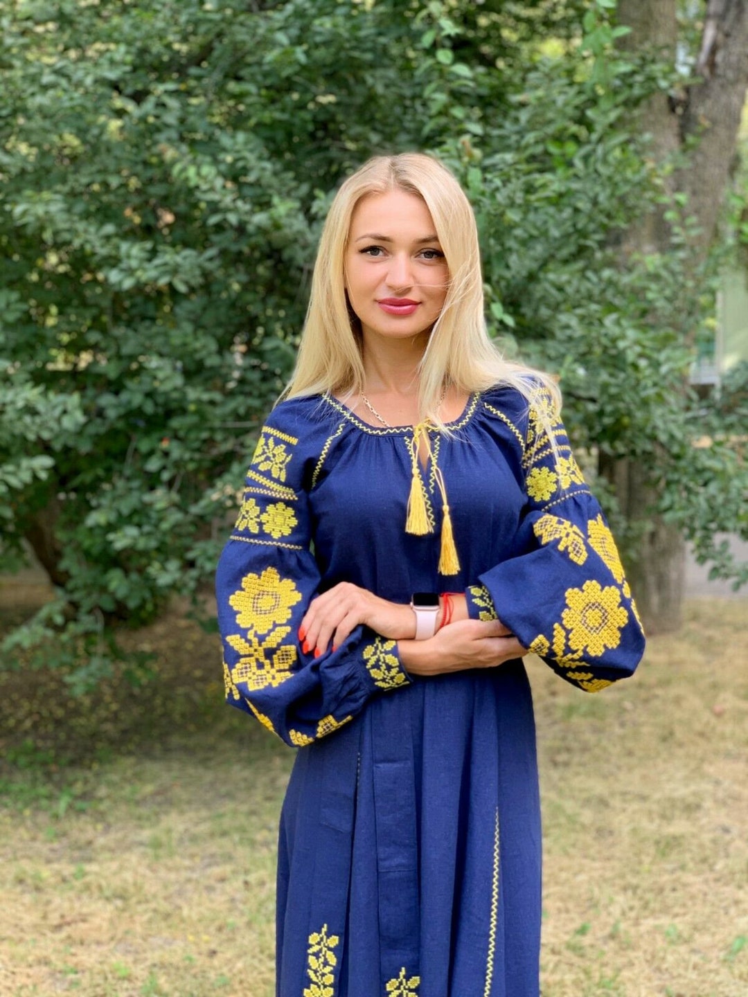 Embroidered Maxi Dress Ethnic Boho Chic Linen Ukrainian Ethno - Etsy