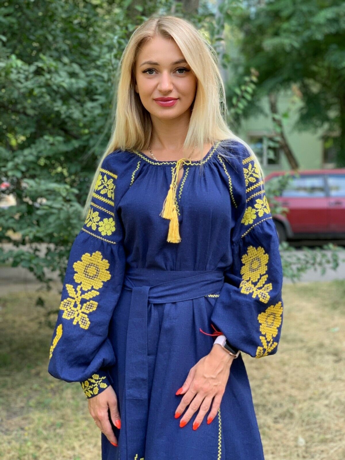 Embroidered Maxi Dress Ethnic Boho Chic Linen Ukrainian Ethno | Etsy