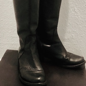 Chanel Real Leather Knee High Cc Mark Logo Riding Boots Black 38 6
