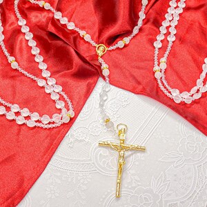 Rosario de lazo de boda de oro de 38 " - Boda de cristal Lazo de Boda con cuentas de corazón esmerilado - Laszo de Boda hecho a mano