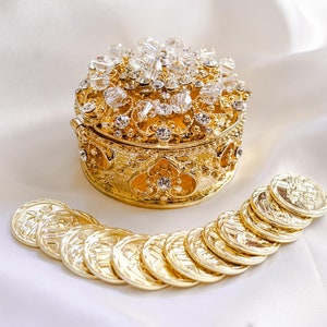 Wedding Arras Gold Arras de Plata - Round Arras For Wedding Arras De Boda - Wedding Arras Box Set - Gold Wedding Arras Coins