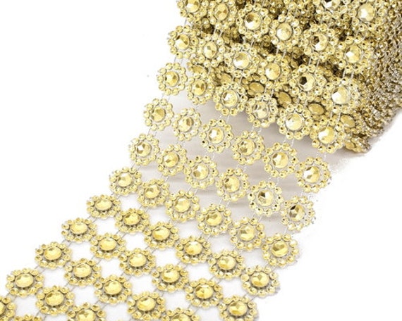 Gold Diamond Bling Mesh Rhinestone Ribbon Wrap Diamond Mesh | Etsy