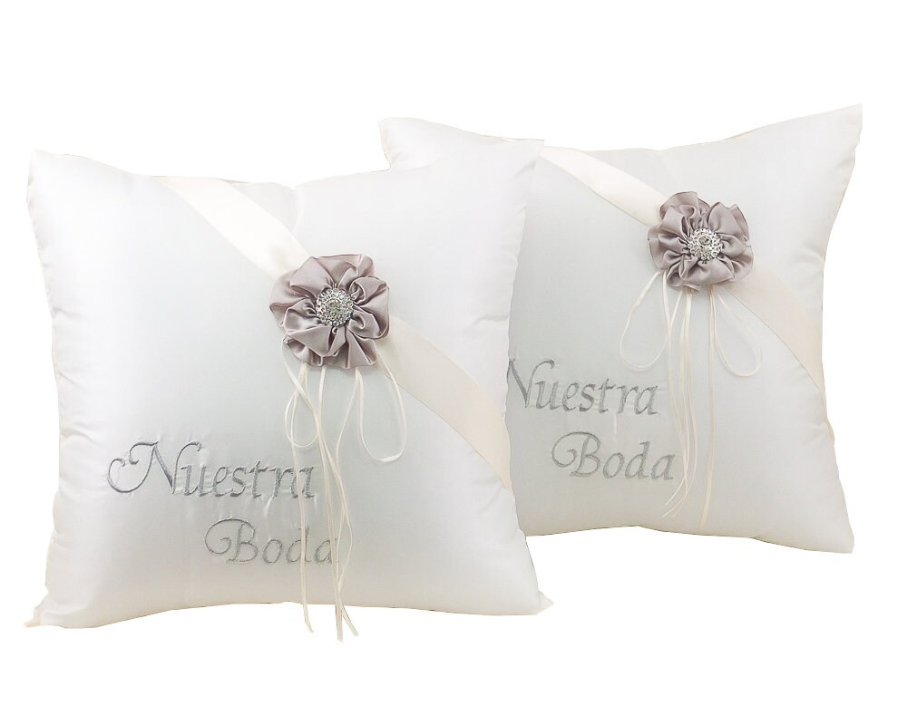 Satin Flower Wedding Kneeling Pillow Set Nuestra Boda Etsy
