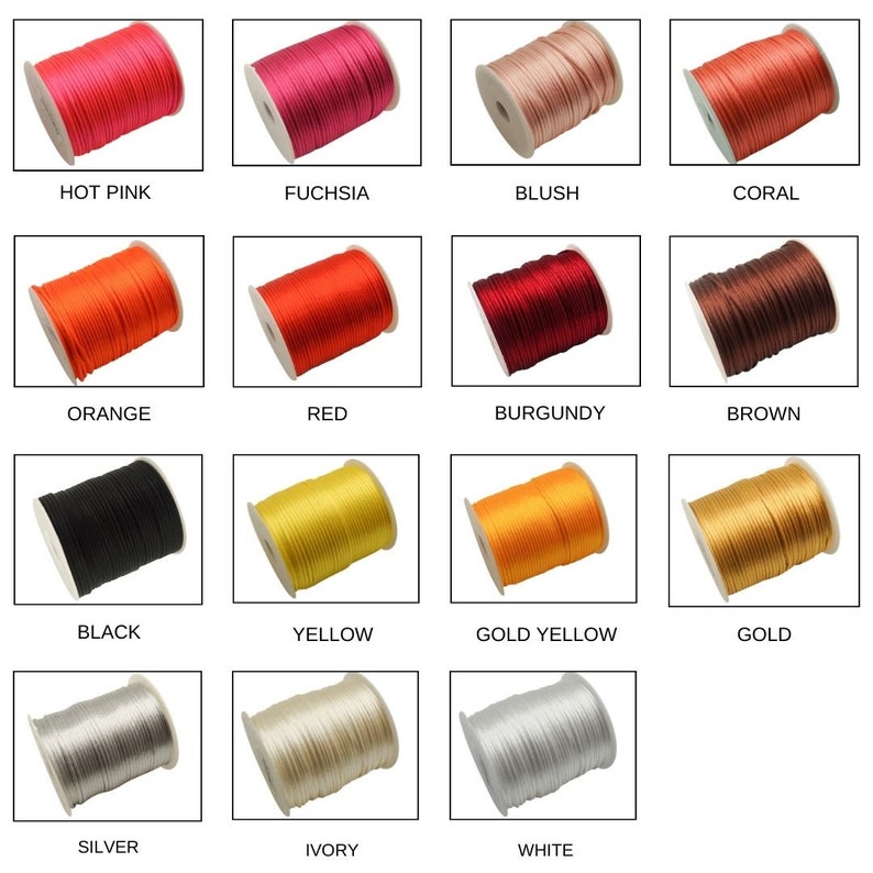 Simplicity Rattail Trim 2mm X 100 Yard Rattail Satin Polyester Trim Beading Cord Jewelry Making ...