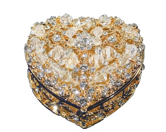Gold Rhinestone Wedding Arras Box Set, Decorative Heart Wedding Arras, Arras de Boda, Arras, Gold Wedding Coins, Wedding Unity Coins