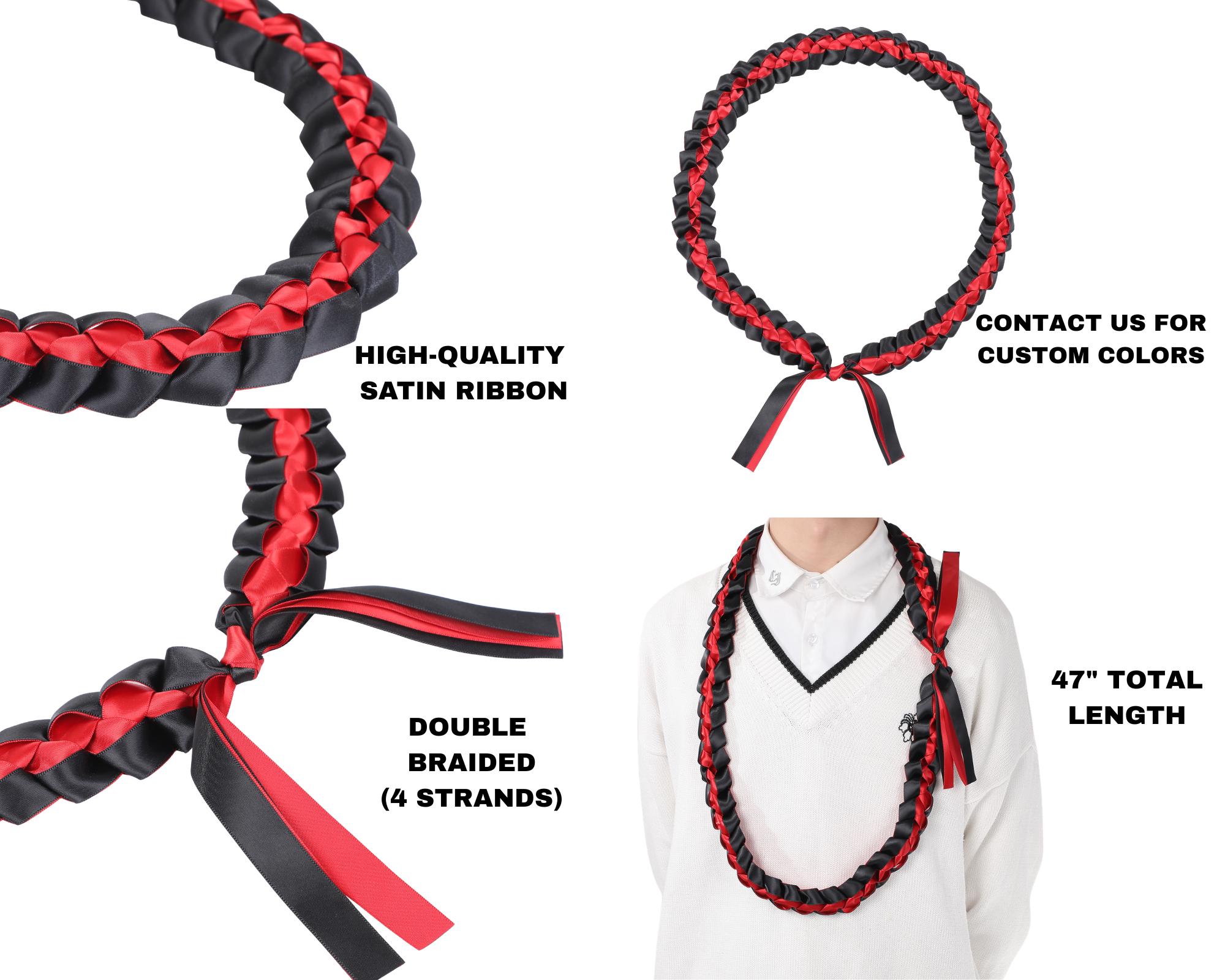 Two-tone Graduation SATIN Ribbon Lei - Customizable Colors - Double ...