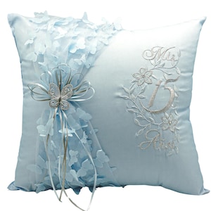 5PC Quinceanera 3D Butterfly Set Mis Quince Sweet 16 Set Kneeling Pillow, Tiara Pillow, Guestbook, Photo Album, Spanish Bible, My Sweet 15
