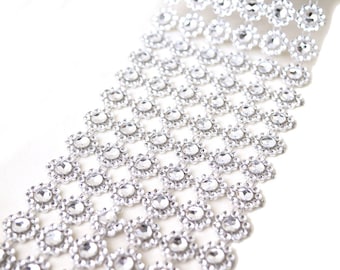 Silver Diamond Bling Mesh Rhinestone Ribbon Wrap Diamond Mesh Wrap, Wedding Decoration Bling Wrap Roll, Gift Wrap Supplies, 4 in x 10 yard