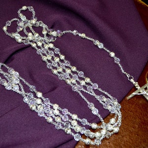 38&quot; Silver Metal Ball Wedding Lasso Rosary - Crystal Wedding Lazo de Boda - Handmade Wedding Lasso- Lasso de Bodas Crystals Beads