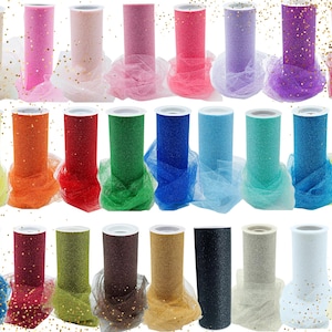 Glitter Tulle Fabric Roll 6&quot;x10Yard Tulle Polyester Netting Spool Wholesale Bulk Wedding DIY Craft Supplies Tutu, Veil, Dresses, Sewing